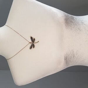 27" Long Goldtone Firefly and Stone Necklace